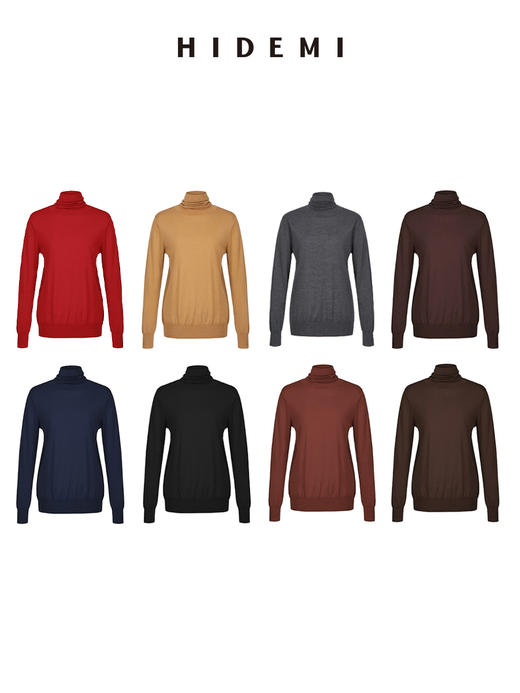 HIDEMI 秋冬叠穿必备 美利奴羊毛薄款高领打底 商品图9