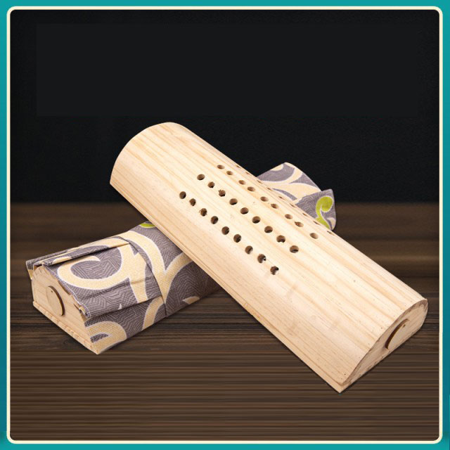 【实木艾灸枕 艾灸颈椎护颈枕枕头】一枕多用，翻盖开合式设计，过滤艾烟舒适艾灸，家庭艾草枕艾灸盒木质颈椎枕