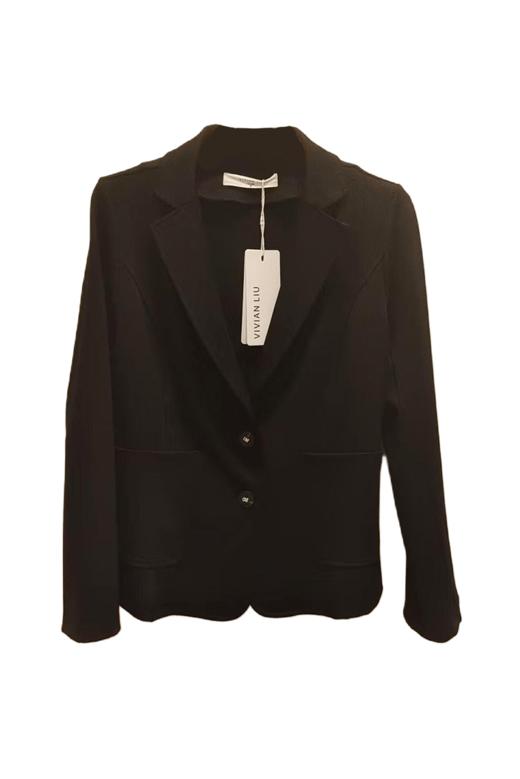 VIVIAN LIU R2457305秋女装新款时尚翻领圆摆两粒扣针织西服外套 商品图5