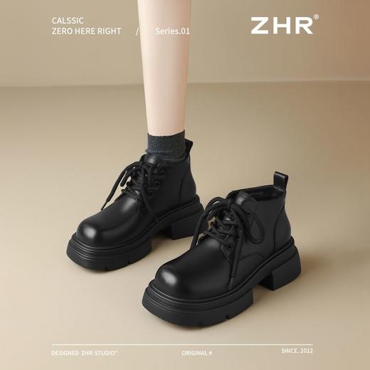 ZHR则则时尚百搭马丁靴2024新款英伦复古皮靴法式小短靴加绒女靴 商品图6