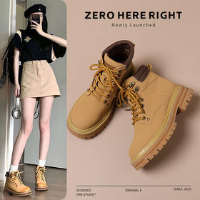 ZHR则则厚底防滑马丁靴防水女靴大黄靴2024秋季新款ins百搭工装靴