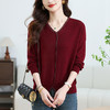 CC-17-6777     v领针织打底衫女内搭秋冬2024新款短款毛衣时尚洋气针织上衣 商品缩略图0