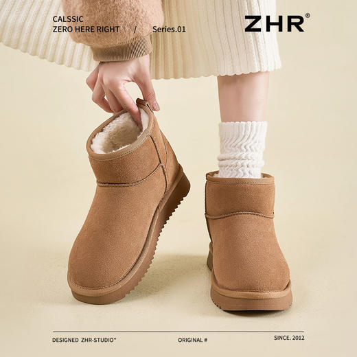 ZHR则则加绒内增高雪地靴厚底防滑女靴冬季新款百搭保暖短筒棉鞋 商品图5