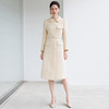 IWY/奶油黄色西装领连衣裙女双排扣中长款职业长裙美容院接待工装24C670-Y 商品缩略图1