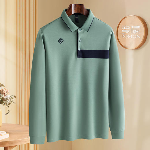 罗蒙男士Polo衫含羊毛蚕丝保暖舒适商务polo衫男长袖t恤男t恤 商品图2