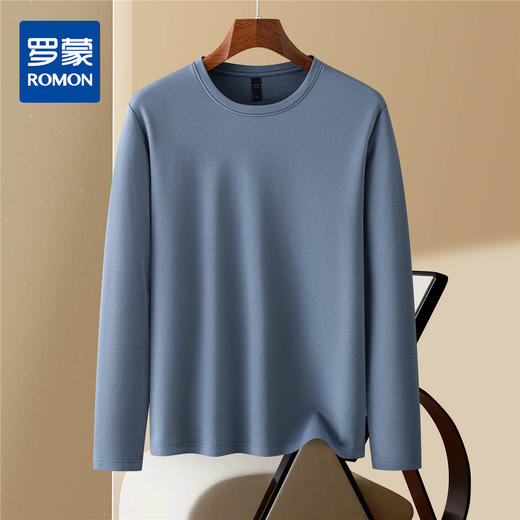 罗蒙男士加绒保暖秋冬长袖T恤含羊毛蚕丝双面磨毛长袖t恤男打底衫 商品图5