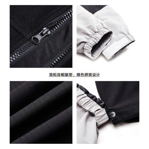 gxgjeans男装冬季夹克黑白撞色拼接两件套连帽夹克外套 商品图3