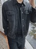 【顺丰包邮】35234 洛诗琳酷帅中性风重磅高端水洗做旧黑色牛仔夹克外套 商品缩略图5