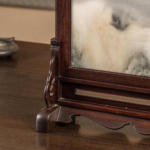 二十世纪 紫檀镶云石插屏 商品图2