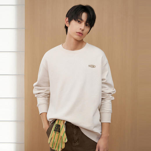 gxgjeans男装  秋季热卖灰绿纯棉后背大印花圆领套头卫衣男 商品图1