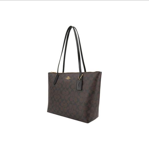 COACH蔻驰30老花托特包大号女款深棕色 商品图2