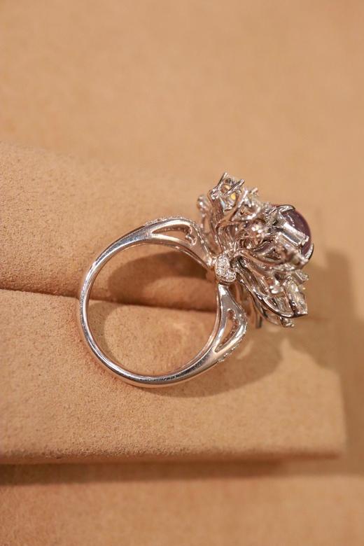 9.44ct蛋面星光紫蓝宝戒指 商品图5