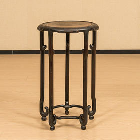 清 红木镶瘿木云纹五足花几