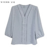 VIVIAN LIU薇薇安刘R2423006春女装新款时尚V领大袖口上衣 商品缩略图0