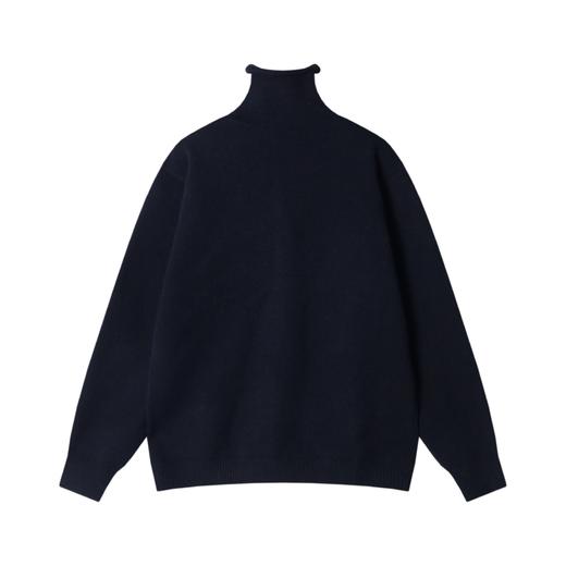 MY203秋冬新款男士纯色纽扣老钱风宽松净版纽扣半高领设计长袖针织上衣 商品图5