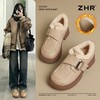ZHR加绒勃肯鞋女2024冬新款厚底乐福鞋复古小皮鞋保暖雪地靴棉鞋 商品缩略图1