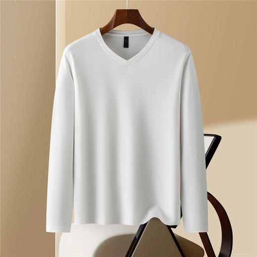 罗蒙男士秋冬长袖T恤含羊毛蚕丝双面磨毛t恤男长袖t恤男士打底衫 商品图4