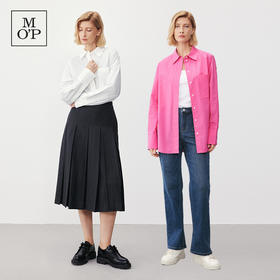 Marc O'Polo/MOP【100%棉】翻领府绸简约梨形长袖玫粉色衬衫女