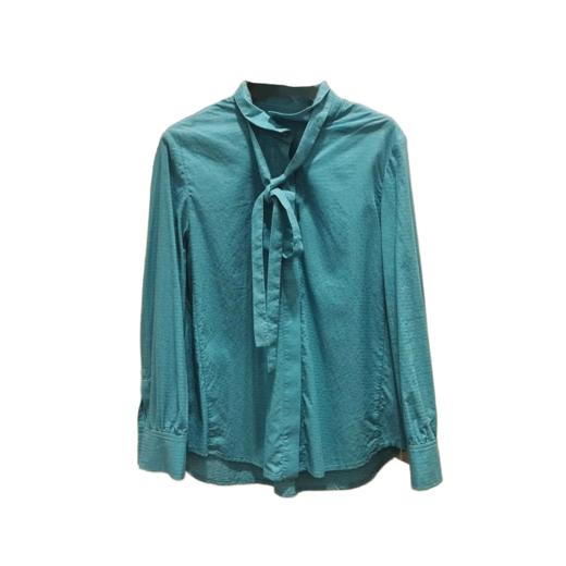 VIVIAN LIU R2443005初秋女装新款小翻领系带不规则下摆长袖衬衫 商品图4