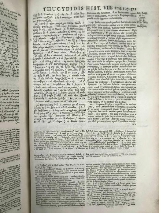 【拉丁语】41*28cm！含藏书票！1745年 修昔底德《伯罗奔尼撒战争史》 2幅版画插图2幅展开地图 全犊皮精装 商品图9