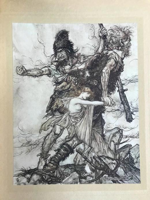 1914-30年 瓦格纳《尼伯龙根的指环》（全2卷） 鬼才拉克姆64幅彩色手工贴图 漆布精装16开 商品图11