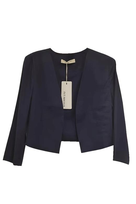 VIVIAN LIU R2433101夏女装新款时尚V领宽松短款长袖开襟外套 商品图5