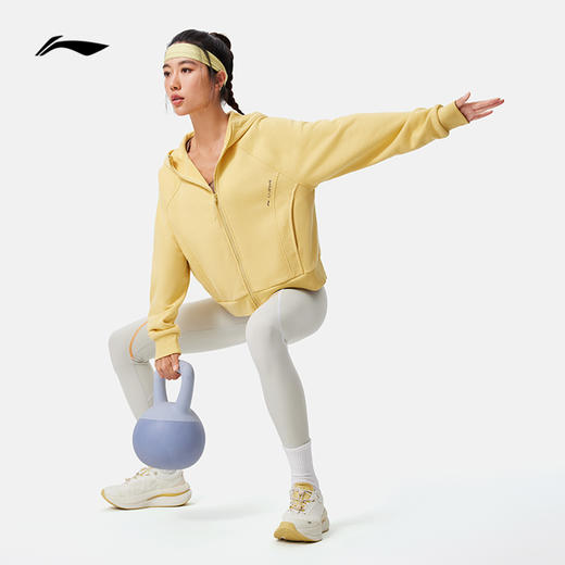 李宁健身系列女子加绒保暖宽松开衫连帽卫衣AWDU562 商品图8