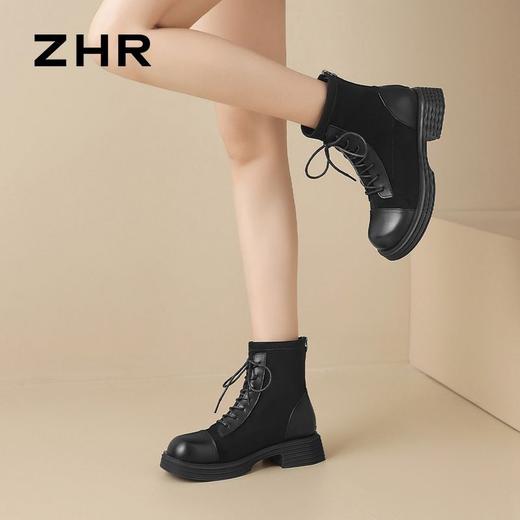 ZHR则则英伦风厚底马丁靴女2024新款时尚潮流百搭显瘦短靴小个子 商品图5