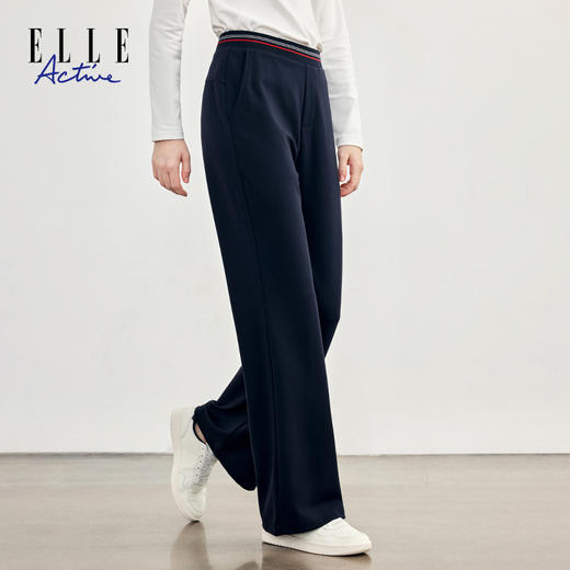ELLE Active【莱赛尔罗马布】微喇叭宽松裤子女阔腿裤休闲针织长裤 商品图3