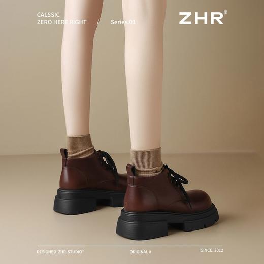 ZHR则则时尚百搭马丁靴2024新款英伦复古皮靴法式小短靴加绒女靴 商品图9