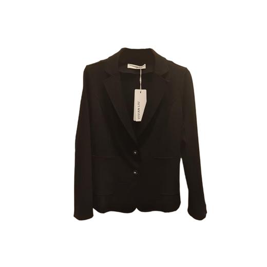 VIVIAN LIU R2457305秋女装新款时尚翻领圆摆两粒扣针织西服外套 商品图4