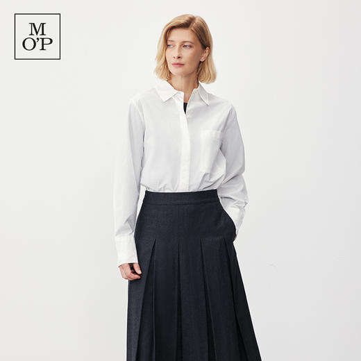Marc O'Polo/MOP【100%棉】翻领府绸简约梨形长袖玫粉色衬衫女 商品图1