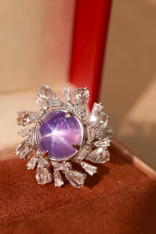 9.44ct蛋面星光紫蓝宝戒指 商品图2