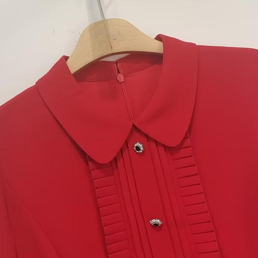 VIVIAN LIU TR2414105梅春女装新款时尚精致翻领直筒长袖连衣裙 商品图2