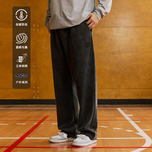 LUSHISI重山主题重磅毛圈做旧立体刺绣美式潮流复古宽松运动长裤 商品图2