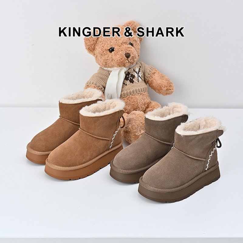 经典鲨2024冬季新款时尚韩版加绒加厚保暖平底舒适雪地靴女KW280-D58031