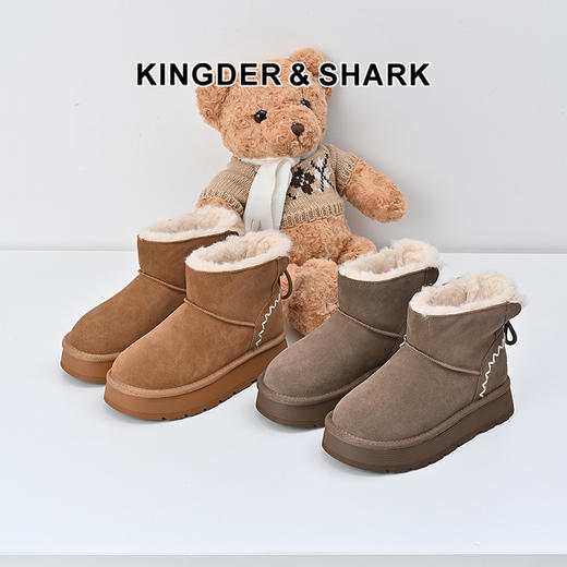 经典鲨2024冬季新款时尚韩版加绒加厚保暖平底舒适雪地靴女KW280-D58031 商品图0