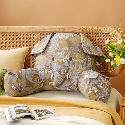 橙绿大象多功能腰靠软包大靠背卧室榻榻米护腰枕沙发飘窗可拆洗 商品图2