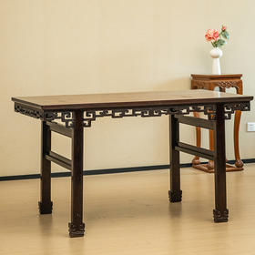 清 红木透雕拐子纹画案