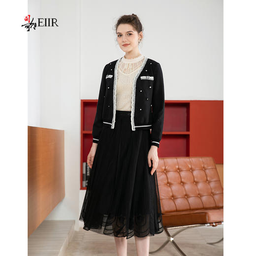 司歌长袖开衫外套秋冬黑白小香风B901011X 商品图1