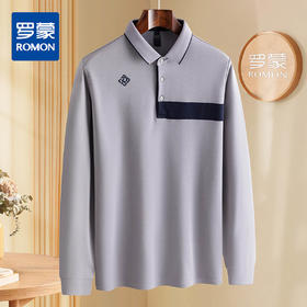 罗蒙男士Polo衫含羊毛蚕丝保暖舒适商务polo衫男长袖t恤男t恤