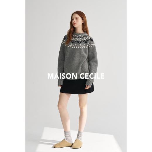 MAISON CECILE北欧风格du家设计图案费尔岛高克重羊毛毛衣 商品图2