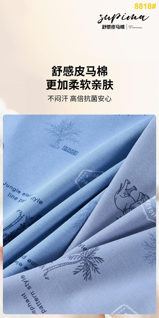 【两条装】男士舒感皮马棉匹马棉包头树叶柠檬麦穗印花平角内裤8817/8818/8805/8768/6630/8809/8760 商品图11