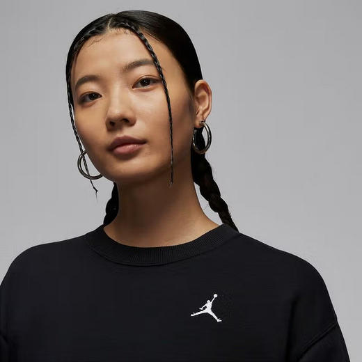 【库存有限 无货将做退款】Nike/耐克Jordan卫衣女24秋新款宽松针织圆领黑色套头衫HJ1354-010 商品图2