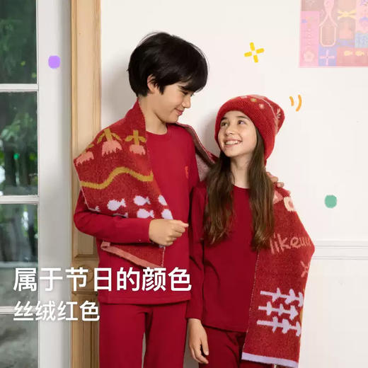 likeuu儿童本命年新年红品扑扑鸟帽子+围巾+披肩冬季保暖 商品图4