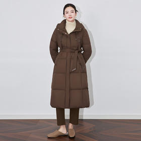 【高货wl】全新升级【铂金会员809/天猫1099/差价290】(13935) 洛诗琳冬季高级感简约白鹅绒几何绗线系带收腰连帽羽绒服