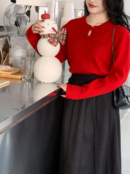 【百图lulu定制】【沉香毛衣】美丽诺羊毛混纺 新中式 手工盘扣  节日氛围感 毛衣 商品图8