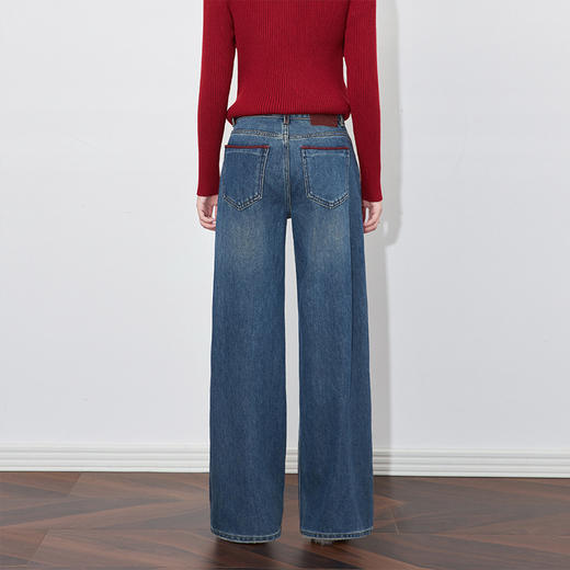【高货wl】全新升级【铂金会员220/天猫299/差价79】(13422) 洛诗琳时尚复古洗水蓝阔腿裤宽松显瘦休闲简约百搭牛仔裤 商品图4