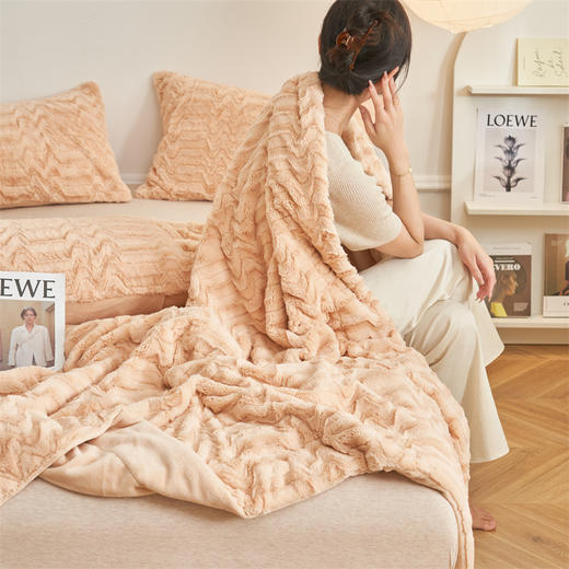 加密加厚兔毛绒双层毛毯牛奶绒毯子午休盖毯 商品图3