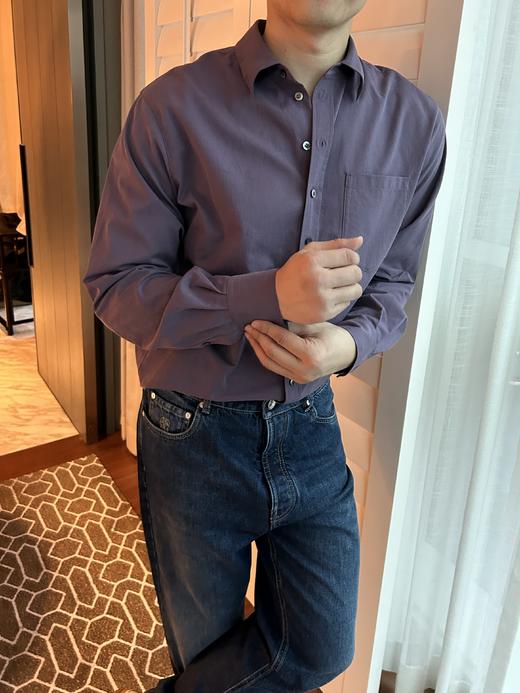 【顺丰包邮】05106【拉夫家同款】复古葡萄紫莱赛尔棉简约百搭男士衬衫 ,丝滑软糯不易皱，穿过的人都会爱上这个触感1015 商品图2